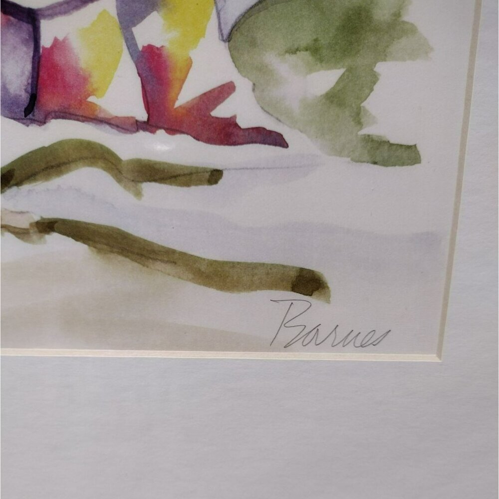 Signed Art Print by Diana Barnes, Matted Watercolor Artwork, Children on Beach - Picture 3 of 6